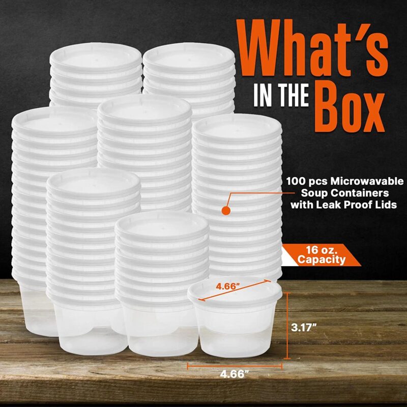 Microwavable Soup Containers with Lids Leak Proof, Microwave, Freezer Safe, BPA-Free, 16 oz. Capacity - Image 2