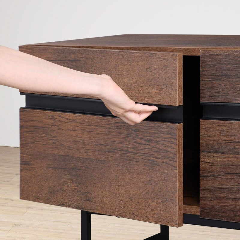 Mid-Century Modern TV Stand for TVs up to 75 inch Flat Screen Wood TV Console Media Cabinet with Storage - Image 2