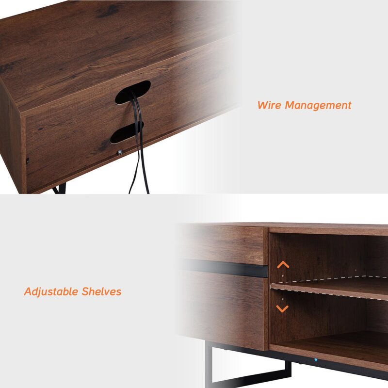 Mid-Century Modern TV Stand for TVs up to 75 inch Flat Screen Wood TV Console Media Cabinet with Storage - Image 4