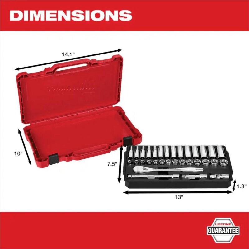 Milwaukee 48-22-9508 3/8  Drive 32pc Metric Ratchet and Socket Set - Image 7