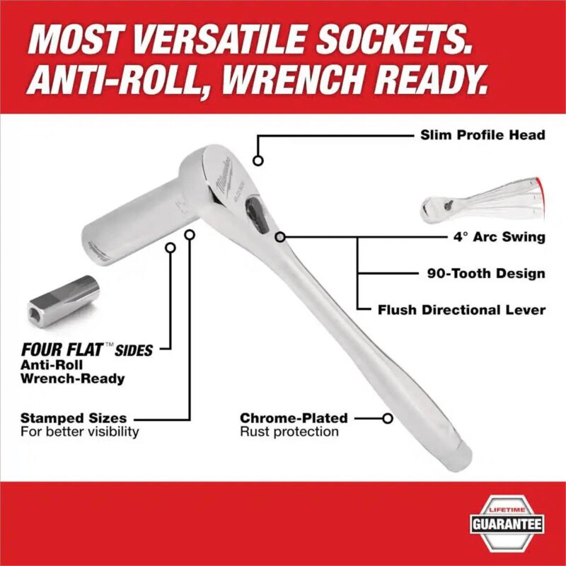 Milwaukee 48-22-9508 3/8  Drive 32pc Metric Ratchet and Socket Set - Image 4
