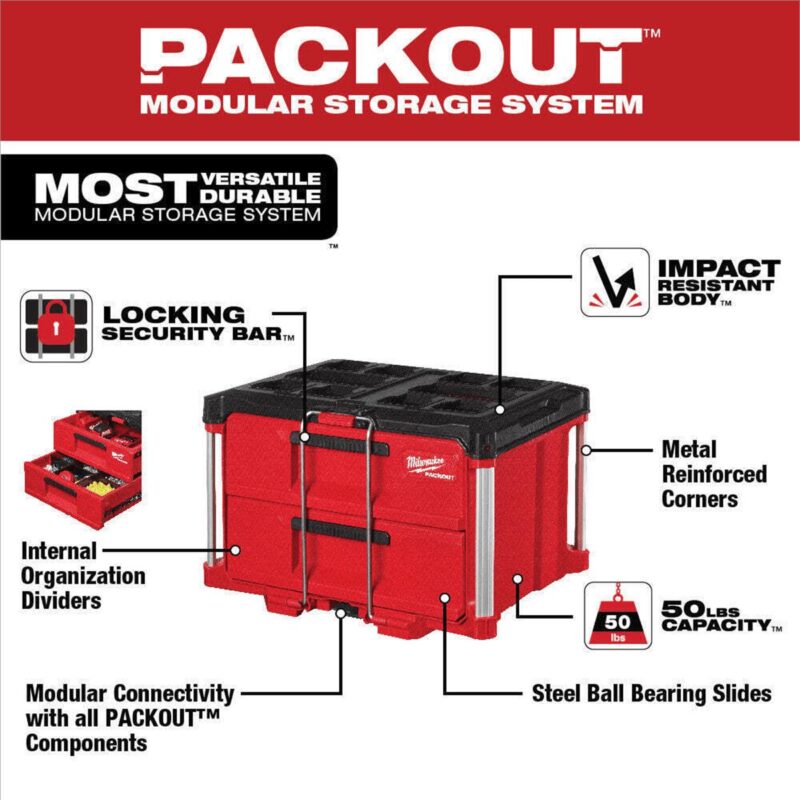 Milwaukee Tool PACKOUT 2-Drawer Tool Box - Image 2