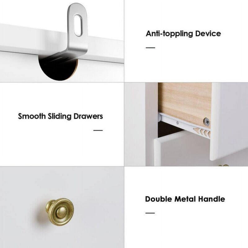 Modern Dresser of 5 Drawers, Dresser Chest with Easy Pull Handle for Bedroom, Living Room, White Finish - Image 7