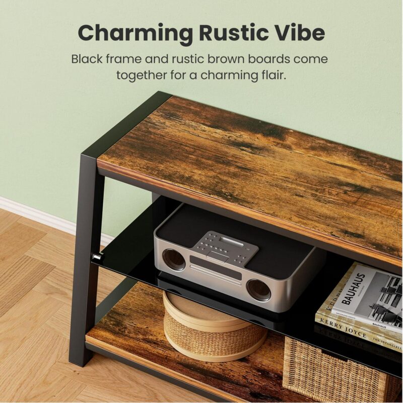 Modstyle Television Stand for TVs up to 65 , Entertainment Center Swivel TV Stand with Mount, Rustic Brown - Image 4