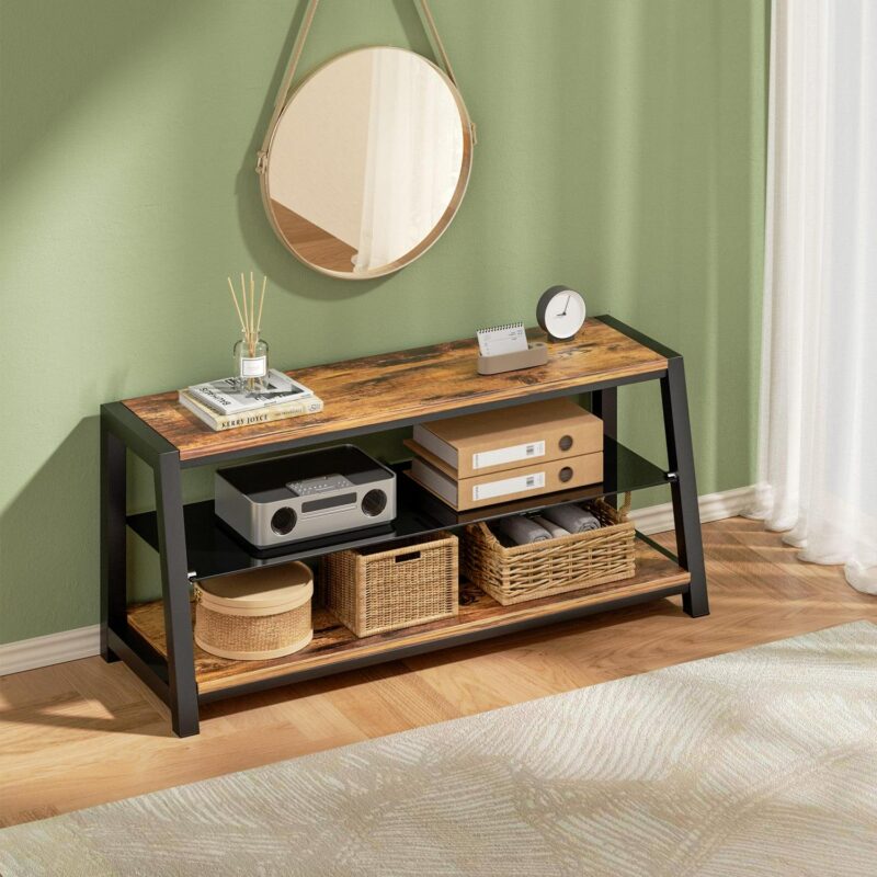 Modstyle Television Stand for TVs up to 65 , Entertainment Center Swivel TV Stand with Mount, Rustic Brown - Image 3