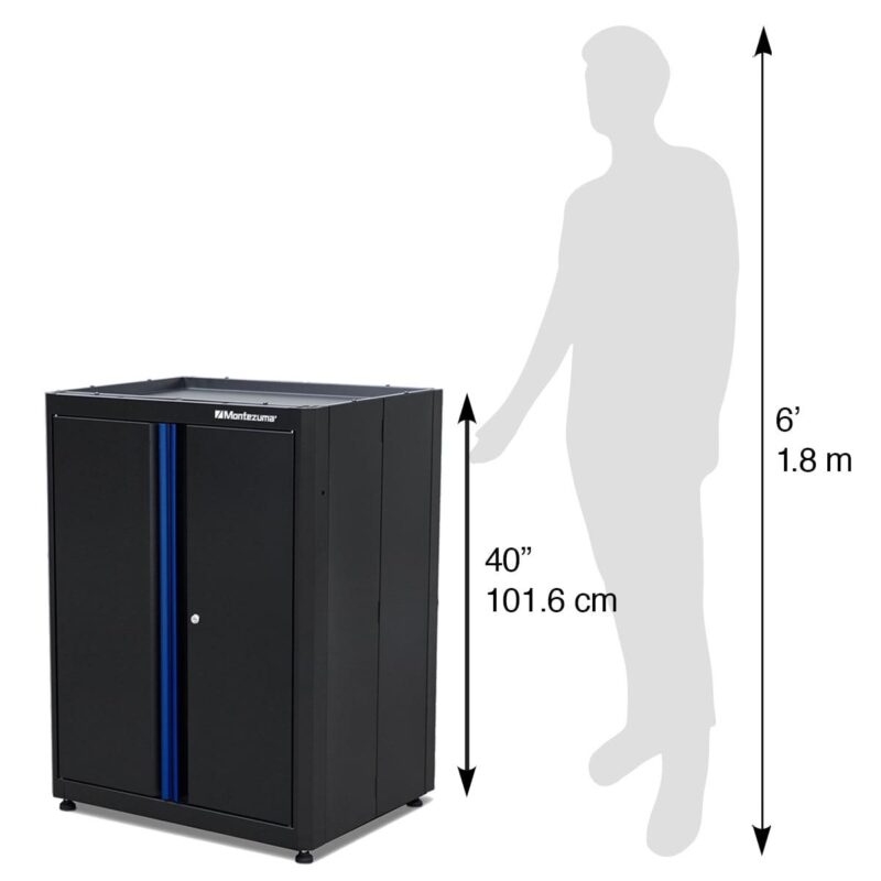 Montezuma Garage Tool Storage System 30.5 x 24  Locking 2 Door Stacking Base Cabinet, Black - Image 4