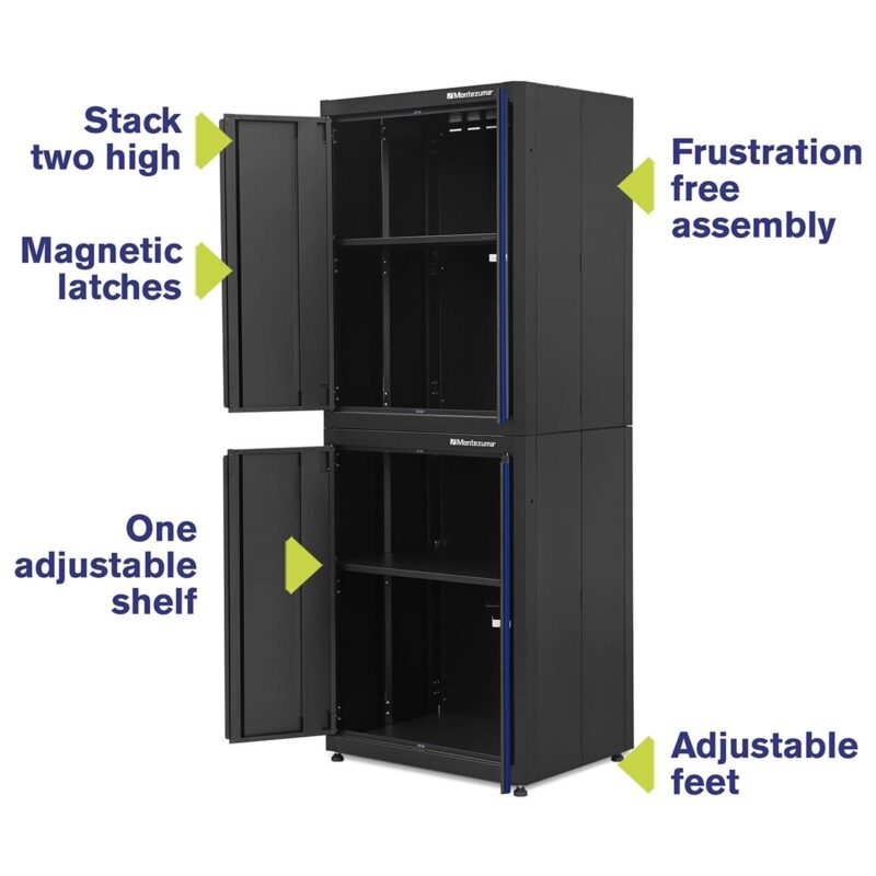 Montezuma Garage Tool Storage System 30.5 x 24  Locking 2 Door Stacking Base Cabinet, Black - Image 2