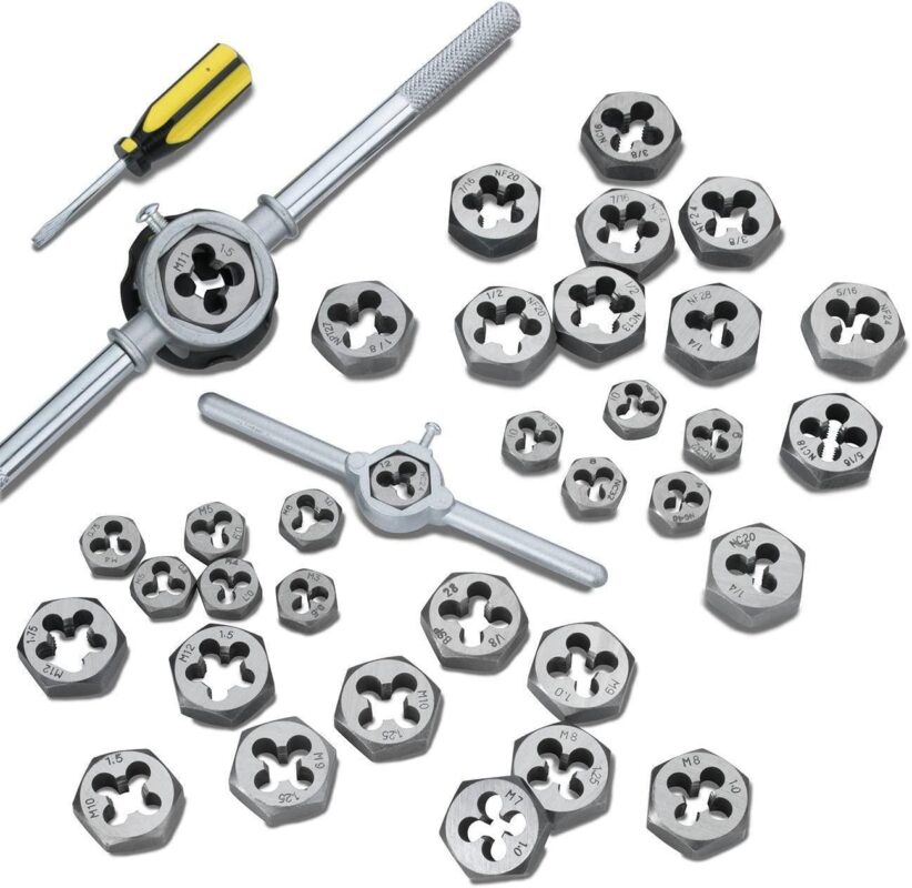 NEIKO 00908A SAE and Metric Tap and Die Set, Alloy Steel Taps and Dies with Hexagon T-Type Wrench, Quality Threading Tools, 76-Piece Set - Image 5