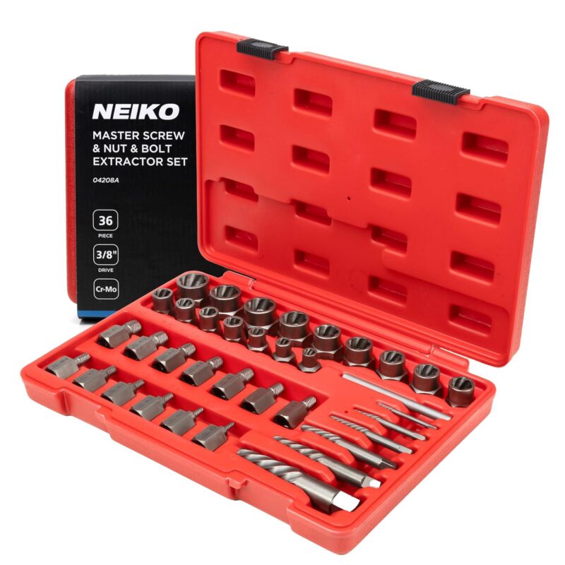 NEIKO 04208A Master Screw, Nut, and Bolt Extractor, 36 Piece Lug Nut Removal Tool, 3/8 Dr., Deep and Shallow Stripped Bolt Extractor Socket Set, Rounded Bolt Removal tool, Nut Remover Socket Set, CR-Mo - Image 7