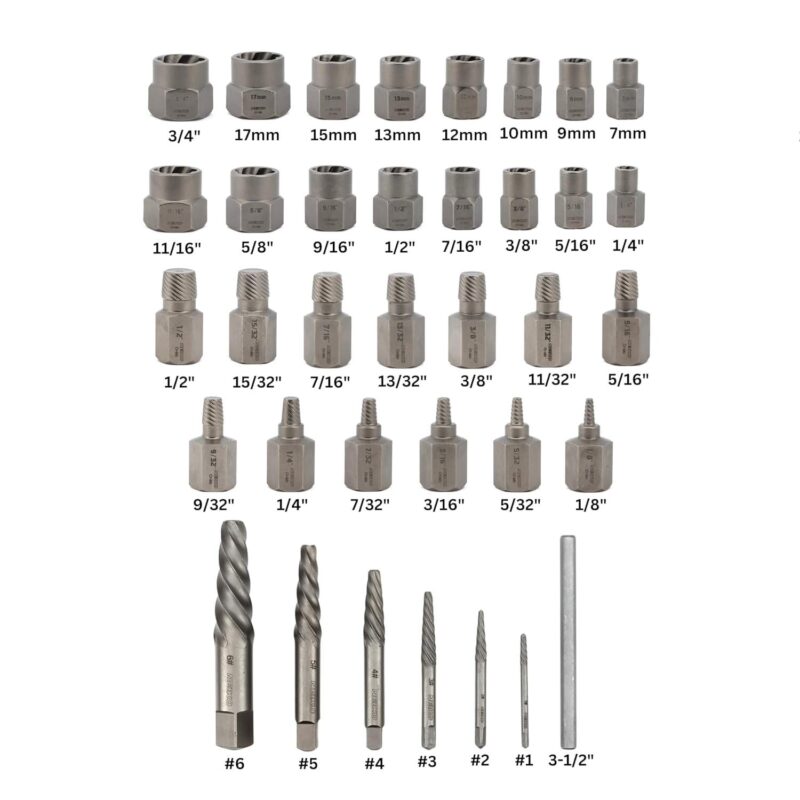 NEIKO 04208A Master Screw, Nut, and Bolt Extractor, 36 Piece Lug Nut Removal Tool, 3/8 Dr., Deep and Shallow Stripped Bolt Extractor Socket Set, Rounded Bolt Removal tool, Nut Remover Socket Set, CR-Mo - Image 4