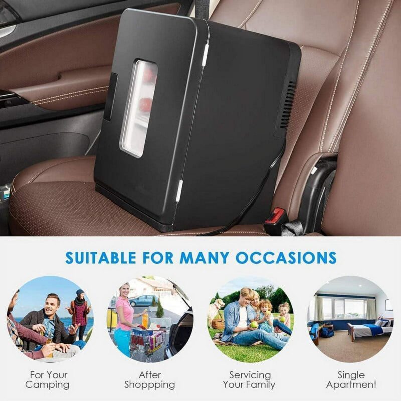 NORTHCLAN Mini Fridge, 15 L/21 Can Personal Refrigerator, Portable Cooler &Warmer, Beverage and Skincare, 110V/12V, Black, Width 11.8 , New - Image 4