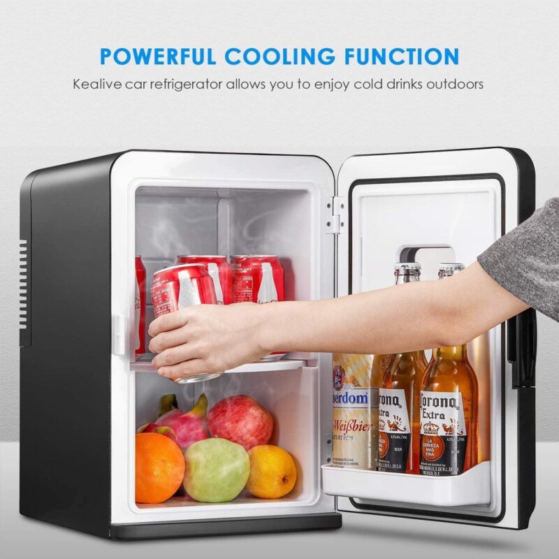 NORTHCLAN Mini Fridge, 15 L/21 Can Personal Refrigerator, Portable Cooler &Warmer, Beverage and Skincare, 110V/12V, Black, Width 11.8 , New - Image 3