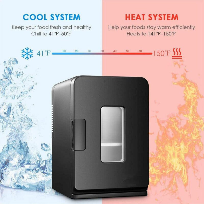 NORTHCLAN Mini Fridge, 15 L/21 Can Personal Refrigerator, Portable Cooler &Warmer, Beverage and Skincare, 110V/12V, Black, Width 11.8 , New - Image 7
