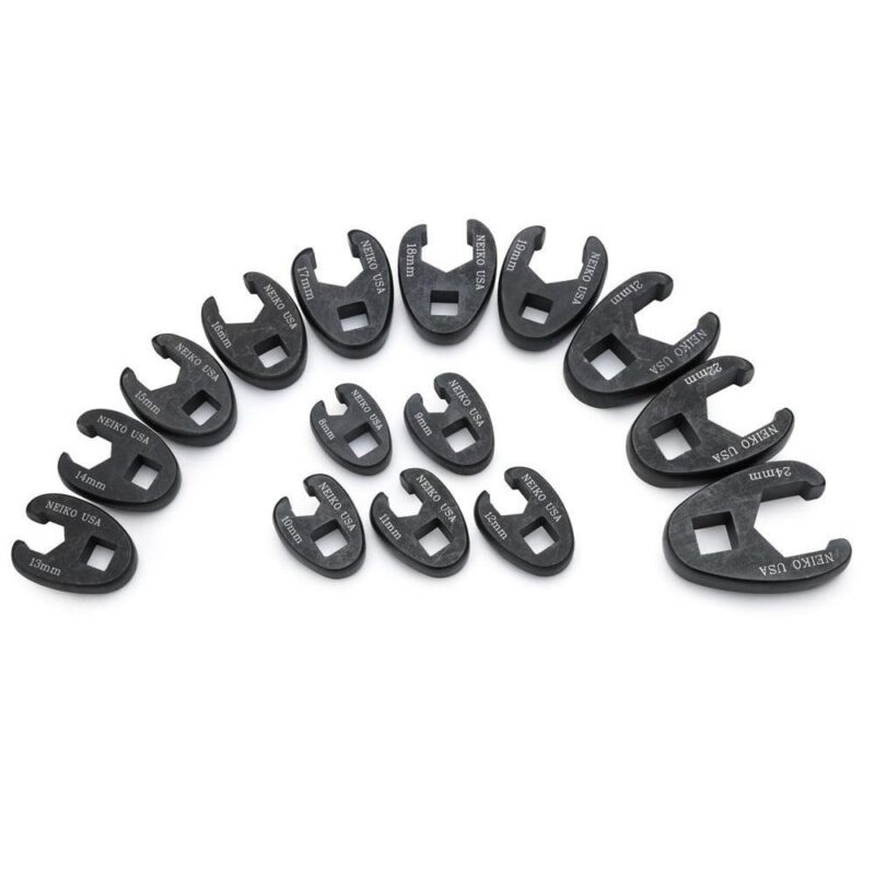 Neiko 03324A Crowfoot Wrench Set 1/2  and 3/8a Drive, 15 Piece, Metric, Sizes 8mm-24mm, Cr-Mo, Flare Nut - Image 9
