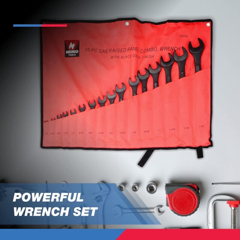 Neiko 03575A Jumbo Combination Wrench Set | 16 Piece | MM | 6 mm to 32 mm | Raised Panel Construction - Image 5