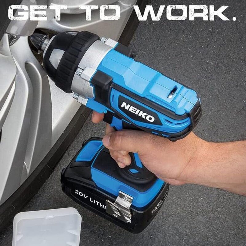 Neiko 10878A 1/2-Inch-Drive High-Torque Cordless Electric Impact-Wrench Kit with 20-Volt Lithium-Ion Charging Battery and 4 1/2-Inch-Drive Sockets - Image 7