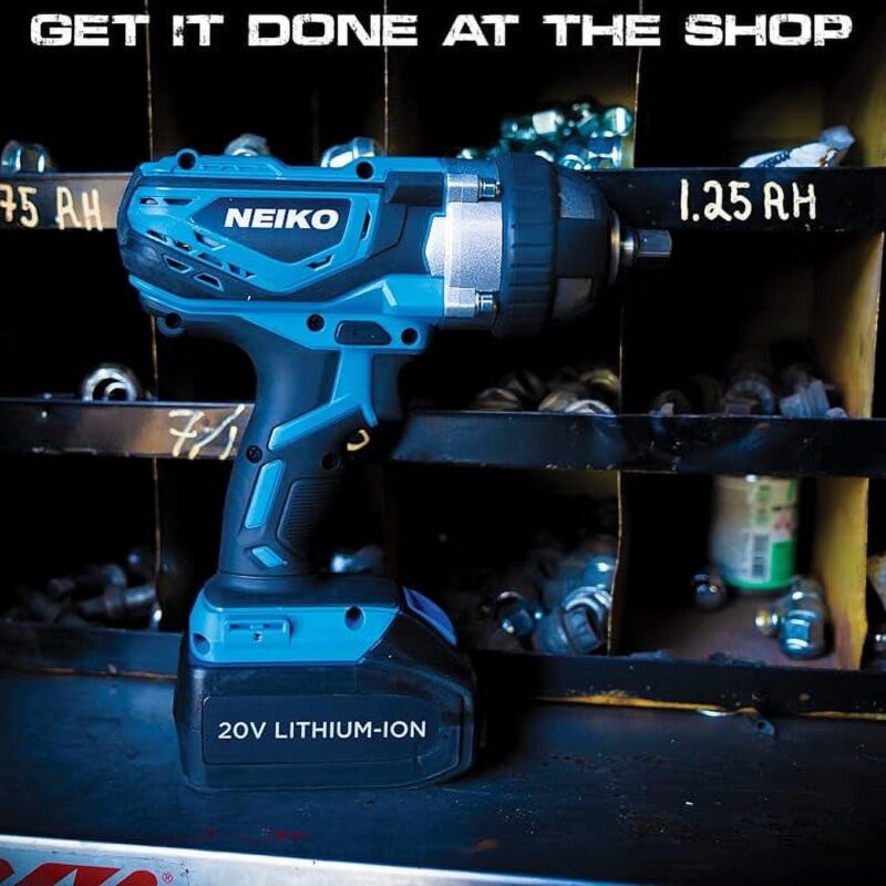 Neiko 10878A 1/2-Inch-Drive High-Torque Cordless Electric Impact-Wrench Kit with 20-Volt Lithium-Ion Charging Battery and 4 1/2-Inch-Drive Sockets - Image 3
