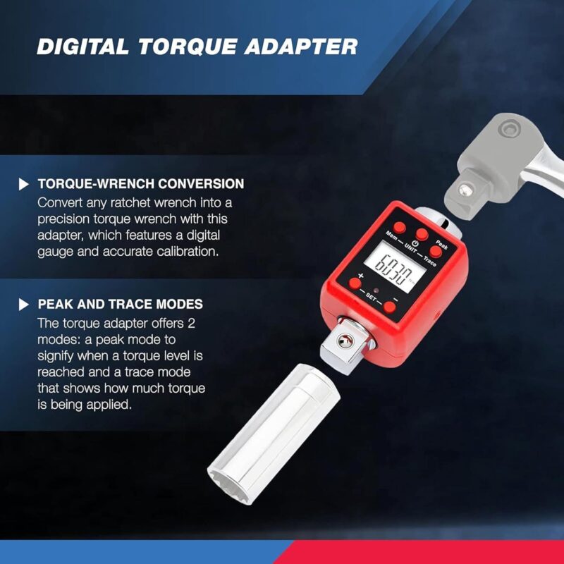 Neiko 20743A 3/4a -Inch Digital Torque Adapter, 150-750 ft-lb, Digital Torque Wrench Converter/Torque Wrench Adapter, Alerts Torque Setting, Calibrate Digital and Analog Torque Wrenches - Image 2