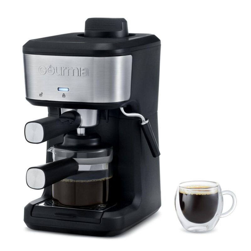 New Gourmia 4-Shot Steam Espresso, Cappuccino, and Latte Maker with Frothing Wand - Image 3