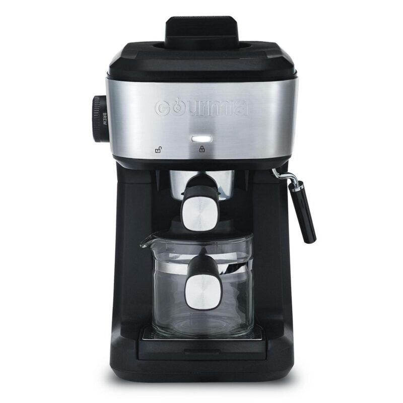 New Gourmia 4-Shot Steam Espresso, Cappuccino, and Latte Maker with Frothing Wand