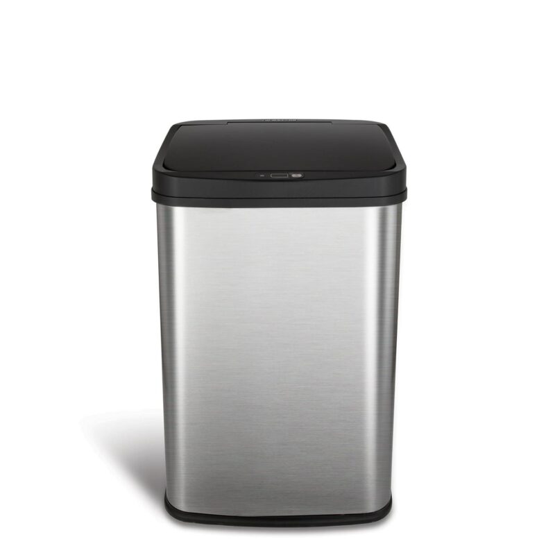 Nine Stars 13.2 Gallon Trash Can, Touchless Kitchen Trash Can, Stainless Steel with Black Lid - Image 7