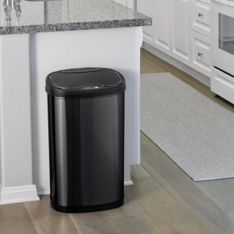 Nine Stars 13.2 Gallon Trash Can, Motion Sensor Kitchen Trash Can, Black Stainless Steel - Image 3