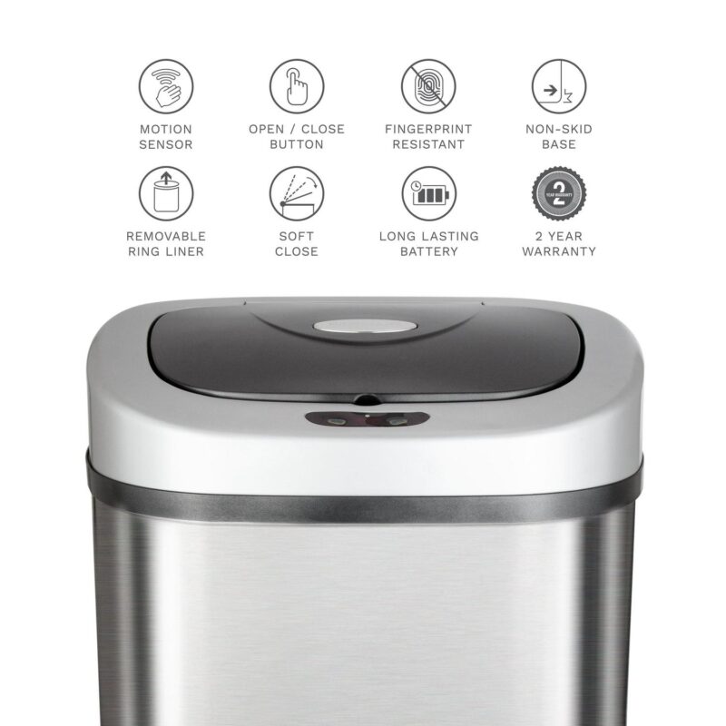 Nine Stars 21.1 Gallon Trash Can, Motion Sensor Touchless Kitchen Trash Can, Stainless Steel - Image 2