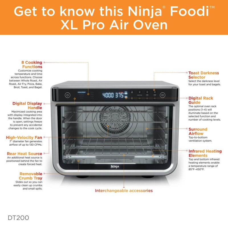 NinjaA Foodia c 8-in-1 XL Pro Air Fry Oven, Large Countertop Convection Oven, DT200 - Image 9