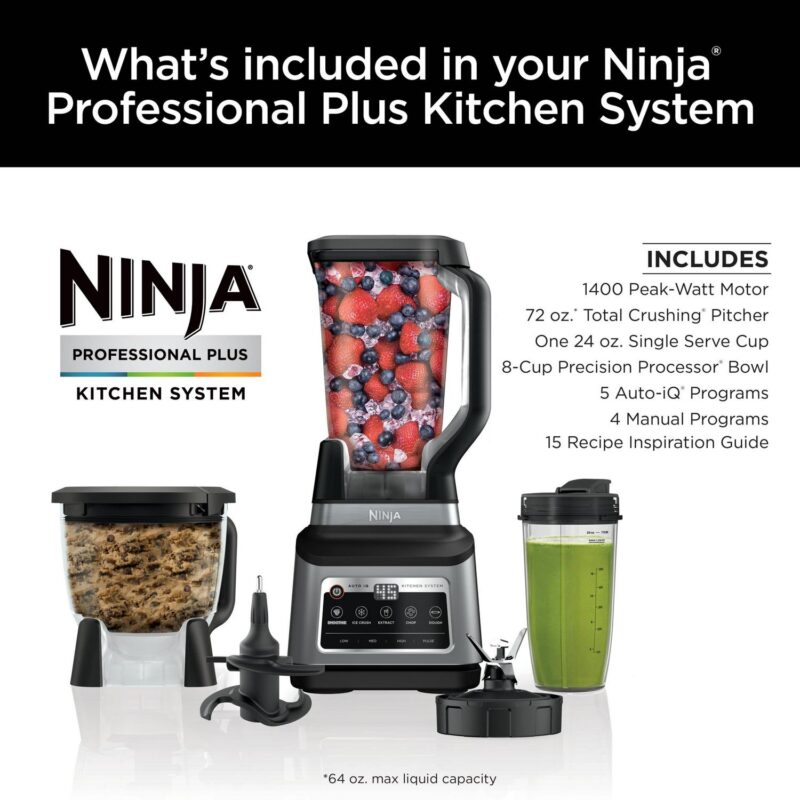 NinjaA Professional Plus Kitchen System with Auto-iQA and 72 oz.* Total CrushingA Blender Pitcher , BN800 - Image 8