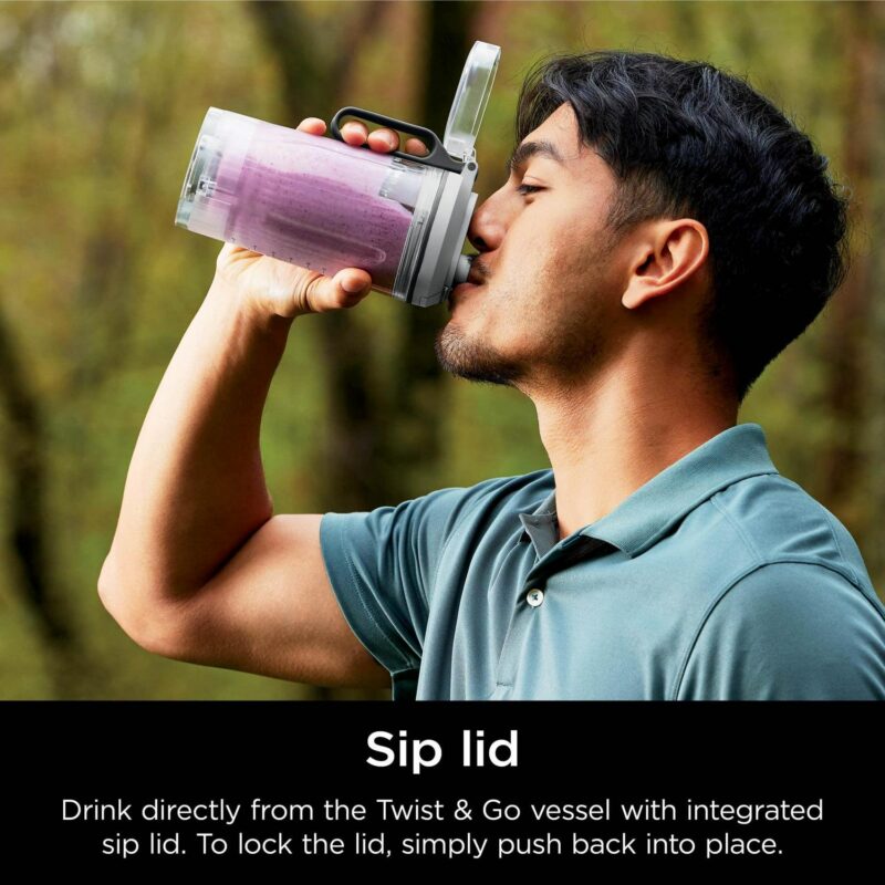 Ninja Blast MAX Personal Cordless Blender for Smoothies, Frozen Drinks, Ice Crush, 20 oz. Twist and Go Vessel, Gray - Image 8