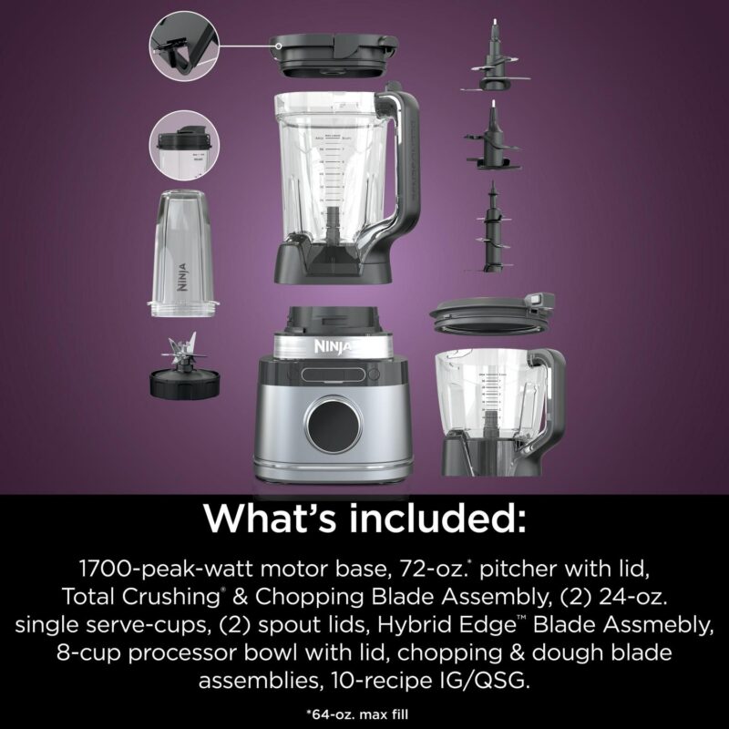 Ninja Detect Kitchen System Power Blender + Processor with Blend Sense Technology, Silver, TB400 - Image 14