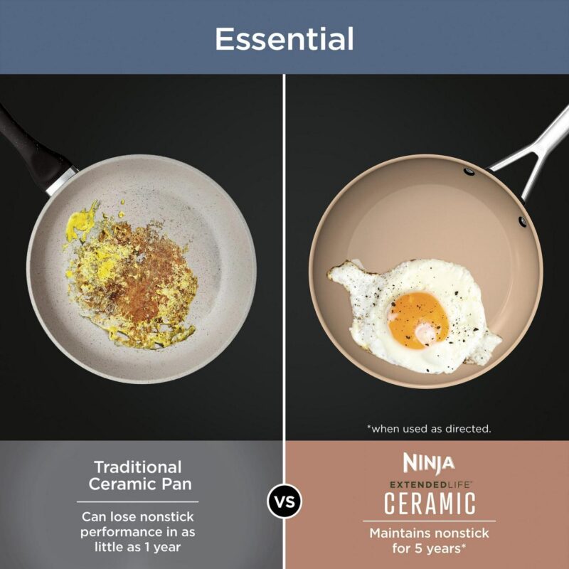 Ninja Extended Life Essential Ceramic 12-Piece Cookware Set, PFOA/PFAS Free, CW89012 - Image 4