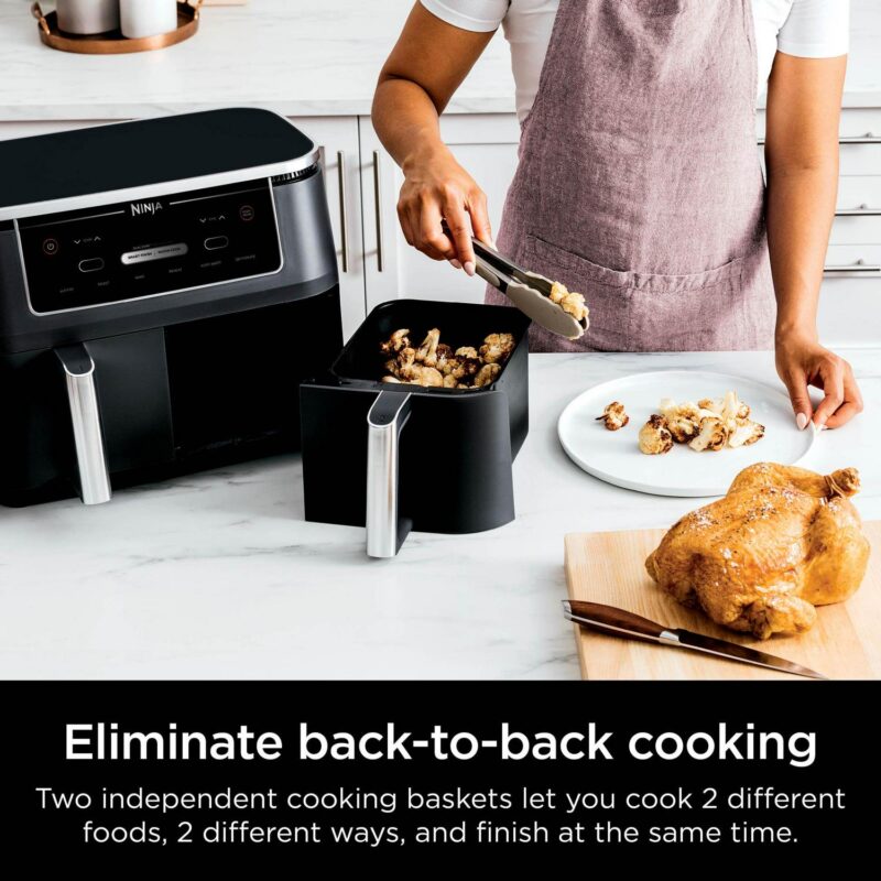 Ninja Foodi 6-in-1 - 10-Qt. 2-Basket Air Fryer with DualZone Technology- Air Fry, Roast and More - Image 3