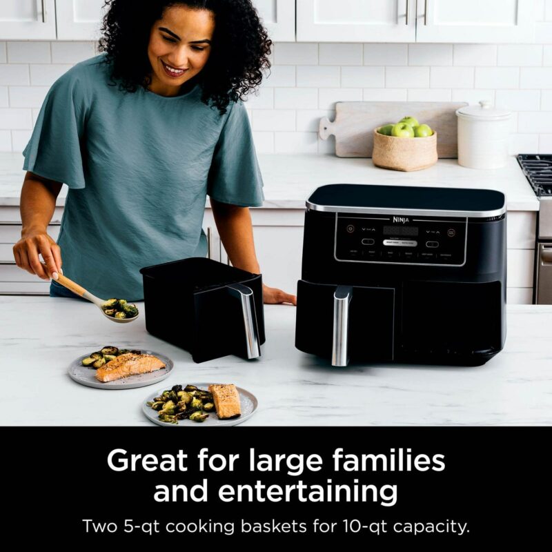 Ninja Foodi 6-in-1 - 10-Qt. 2-Basket Air Fryer with DualZone Technology- Air Fry, Roast and More - Image 4