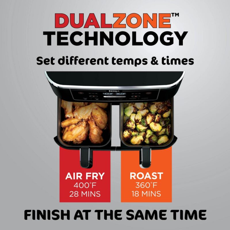 Ninja Foodi 6-in-1 - 10-Qt. 2-Basket Air Fryer with DualZone Technology- Air Fry, Roast and More - Image 5