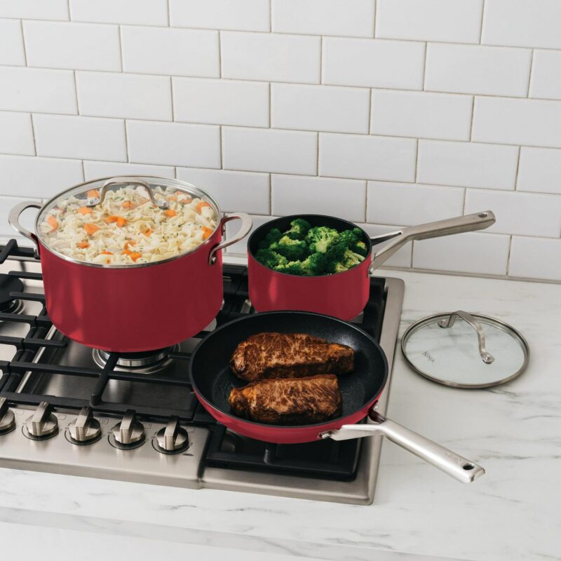 Ninja Foodi NeverStick Essential 11-Piece Cookware Set, Red - Image 6