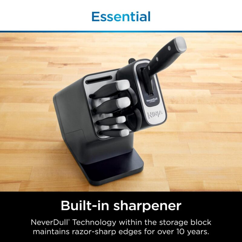 Ninja NeverDull 7-Piece Prep Knife System, Essential, Stainless Steel, Built-in Sharpener, K12007BRN - Image 4