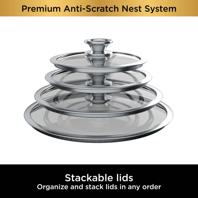 Ninja NeverStick Premium Anti-Scratch Nest System, 10-Piece Cookware Set C59500 - Image 2