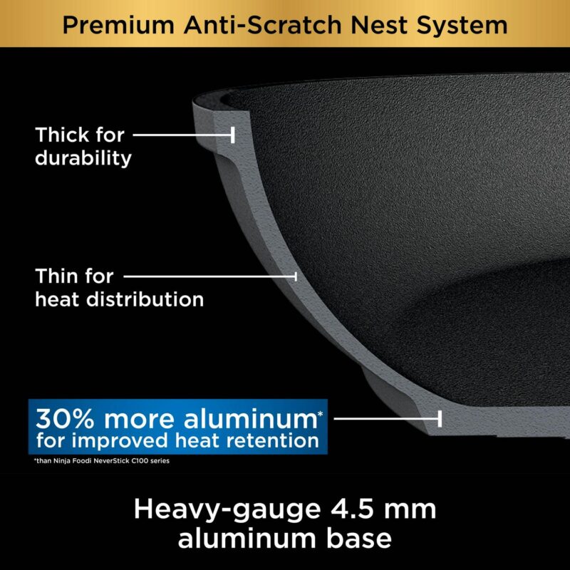 Ninja NeverStick Premium Anti-Scratch Nest System, 10-Piece Cookware Set C59500 - Image 11