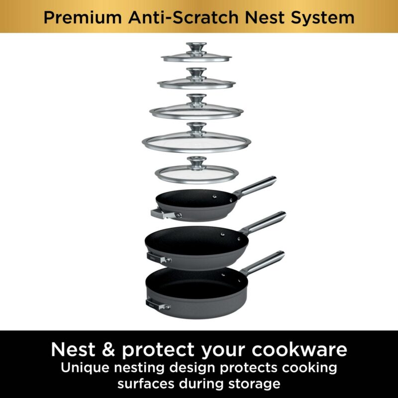 Ninja NeverStick Premium Anti-Scratch Nest System, 10-Piece Cookware Set C59500 - Image 8