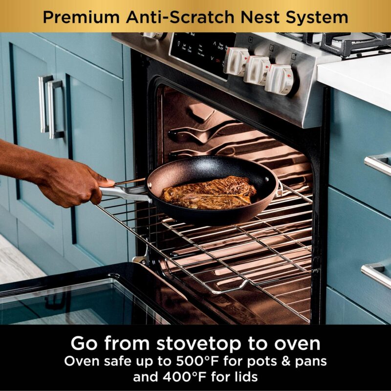 Ninja NeverStick Premium Anti-Scratch Nest System, 10-Piece Cookware Set C59500 - Image 6