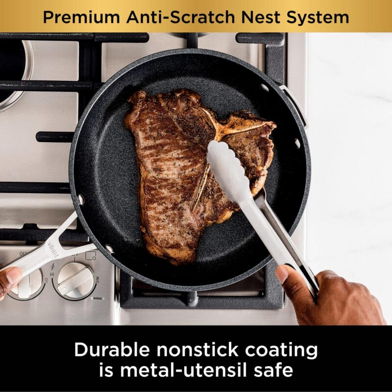 Ninja NeverStick Premium Anti-Scratch Nest System, 10-Piece Cookware Set C59500 - Image 7