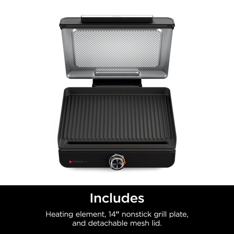 Ninja Sizzle Smokeless Indoor Grill with Nonstick Grill Plate, GR100 - Image 8