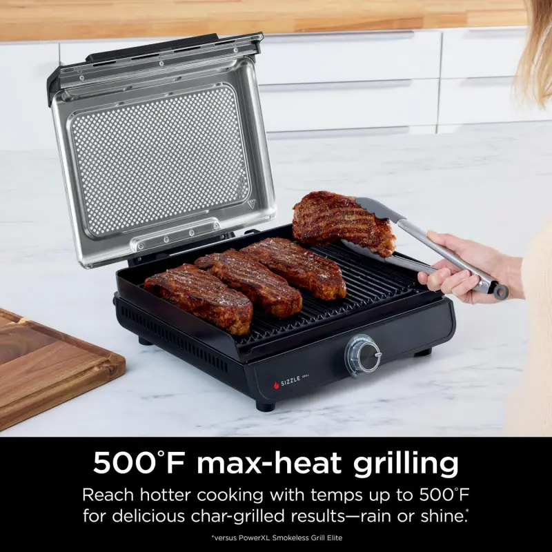 Ninja Sizzle Smokeless Indoor Grill with Nonstick Grill Plate, GR100 - Image 3
