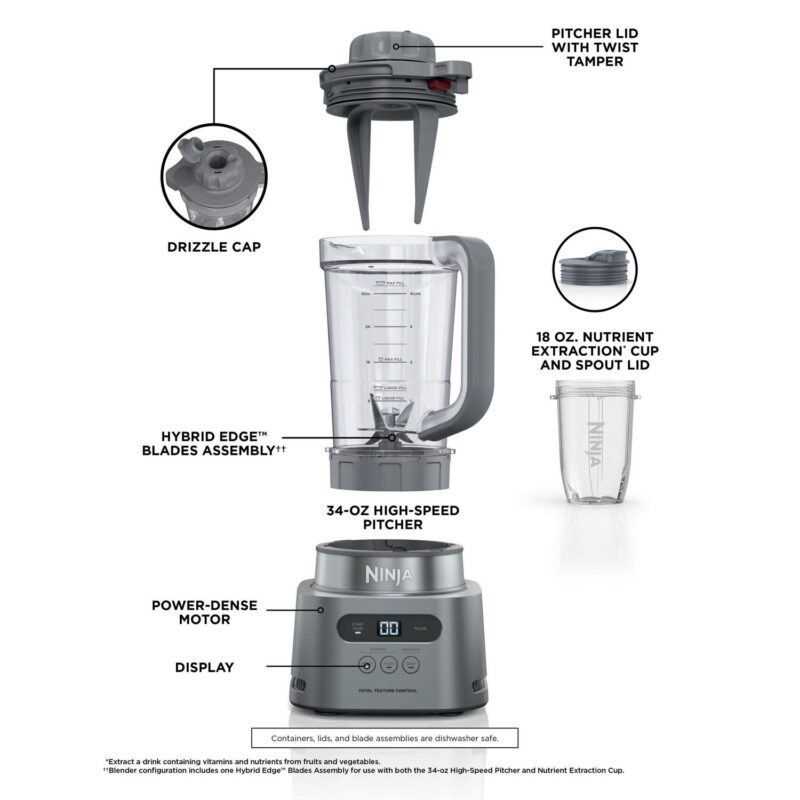 Ninja Twisti, High-Speed Blender Duo 3 Preset Auto-iQ Programs, 34 oz. Pitcher Capacity, SS150 - Image 12