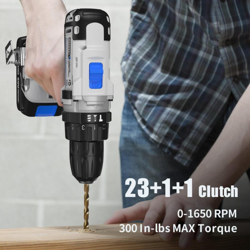 Ninouko 20-Volt Cordless Electric 1/2-inch Drill and Impact Driver Combo Kit 2Ah Lithium-Ion Battery - Image 4