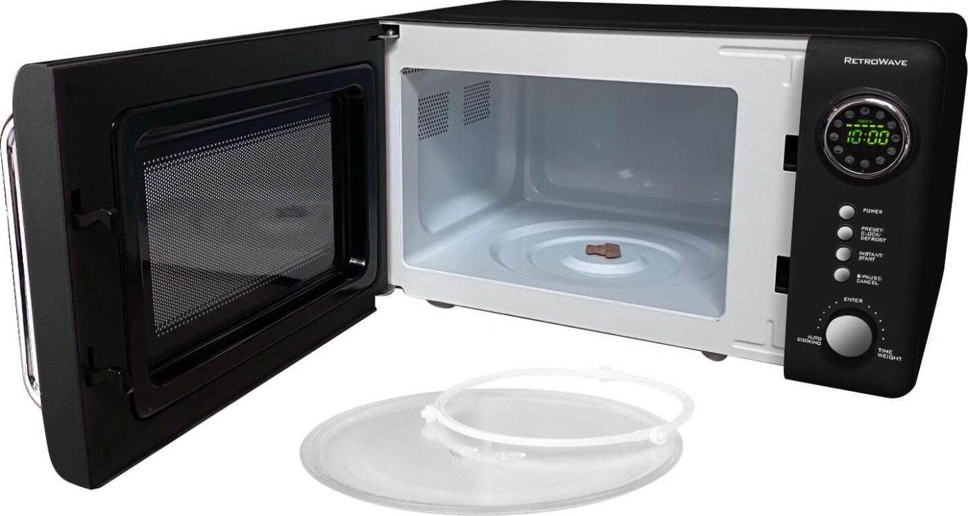 Nostalgia Retro Microwave for Countertop 0.7 cu ft Vintage Microwave, Black - Image 6