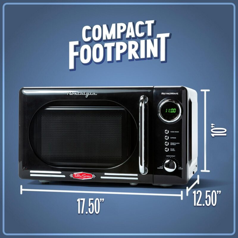 Nostalgia Retro Microwave for Countertop 0.7 cu ft Vintage Microwave, Black - Image 5