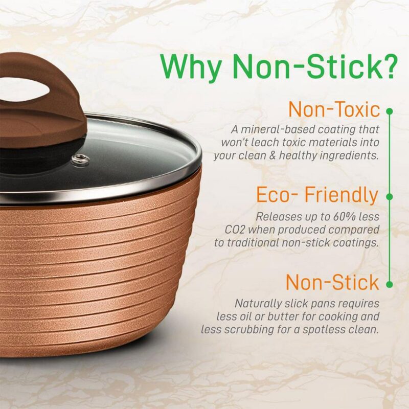 NutriChef 12 Piece Kitchenware Pots and Pans Set - Stylish Kitchen Cookware, Non-Stick Coating Inside and Outside + Heat resistant Lacquer Outside, Coffee Inside and Brown Outside - Image 4