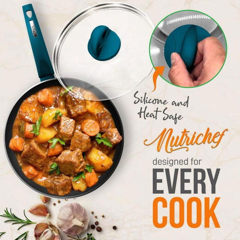 NutriChef 12 Piece Nonstick Home Cookware Set w/ Lids and Cool Touch Handles - Image 6